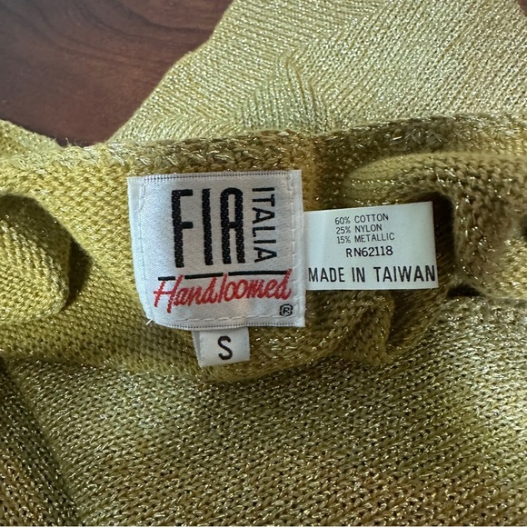 Vintage Fia Italia Handloomed Gold Metallic Sweater Vest Women’s Sz Small Preppy - Picture 14 of 14